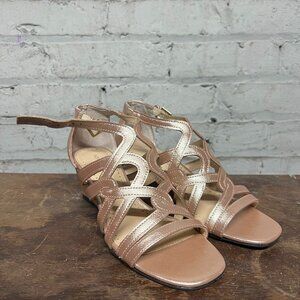 VintageAdrienne Vittadini Abelina Gladiator Sandal Wedge Sz 6M Rose Gold Women